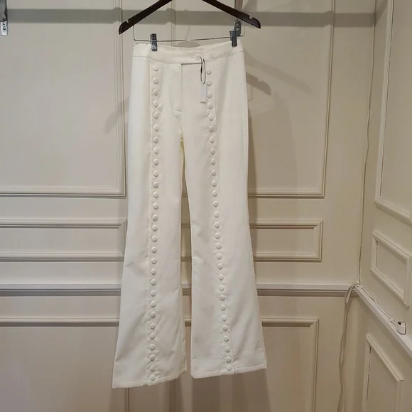NWT Fabio Linen Mid-rise Snap Wide-leg Trousers By Yellow The Label  Size XS - Picture 6 of 12
